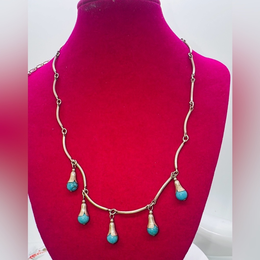 Carolyn Pollack Relios Sterling & Turquoise necklace.  Vintage.​
